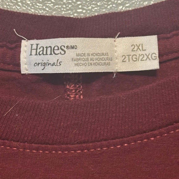 Hanes Burgundy Short Sleeve Tee with Colorful Graphic - Picture 2 of 6